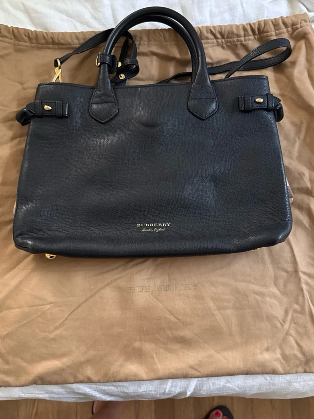 Burberry Black Leather Satchel with Gold-Tone Hardware